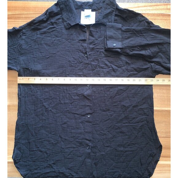 Shade & Shore Womens Black Swimsuit Cover-Up Button Down Shirtdress Size Large - Picture 8 of 13